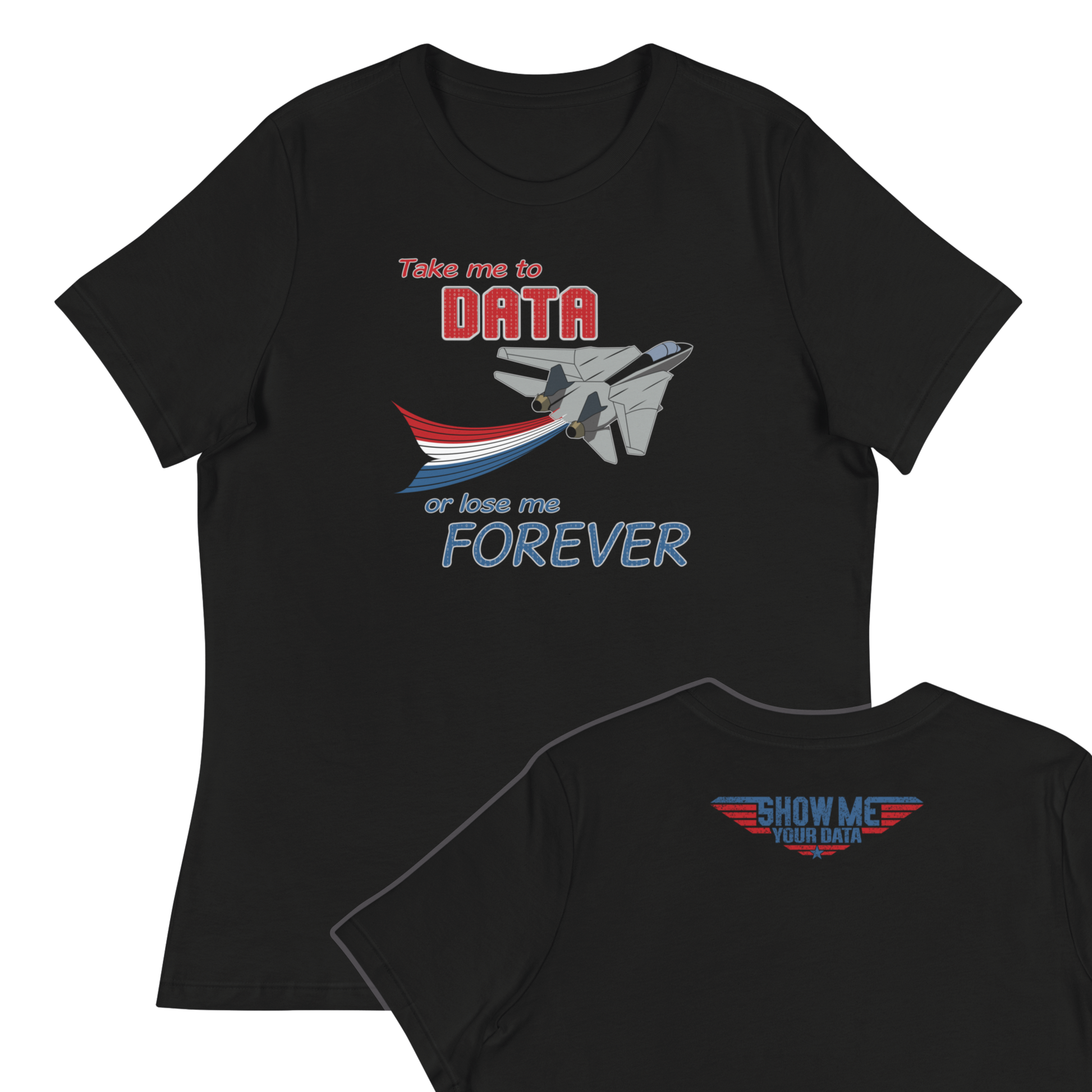 1980's retro Top Gun data joke t-shirt