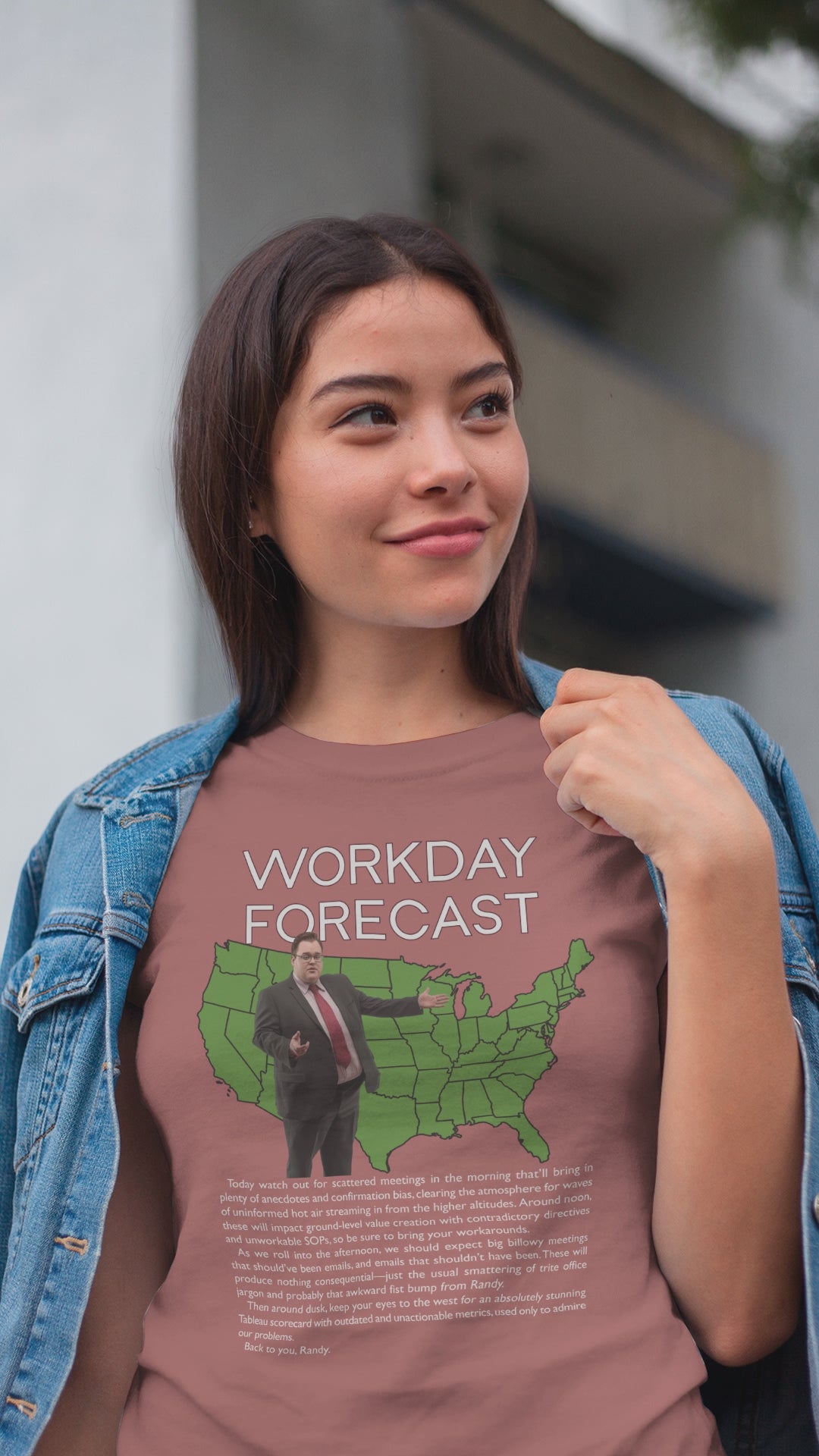 Office Weatherman Delivers Workday Forecast | Office Humor T-shirt