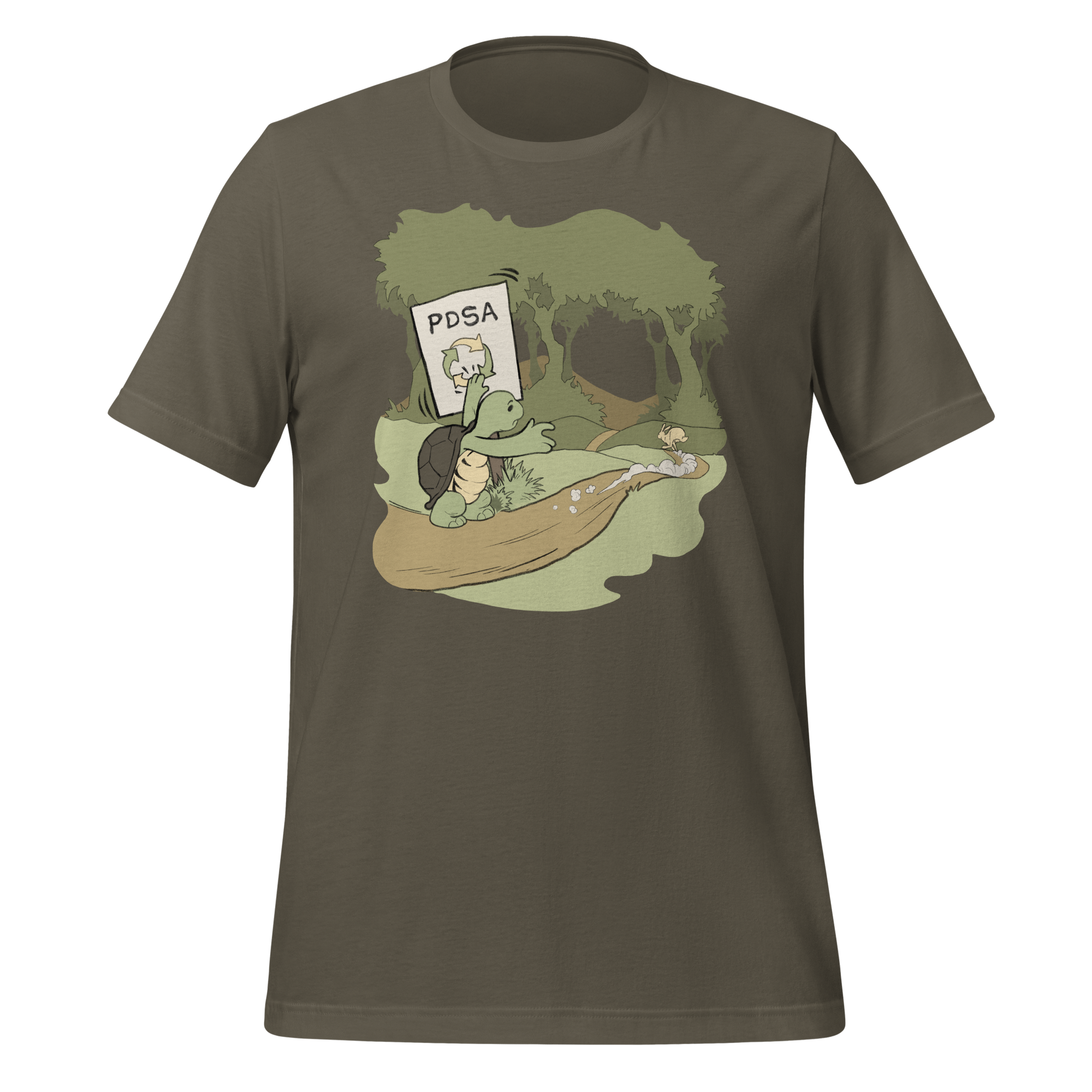 PDSA Tortoise & Solution-Leaping Hare Unisex T-shirt for Quality Pros