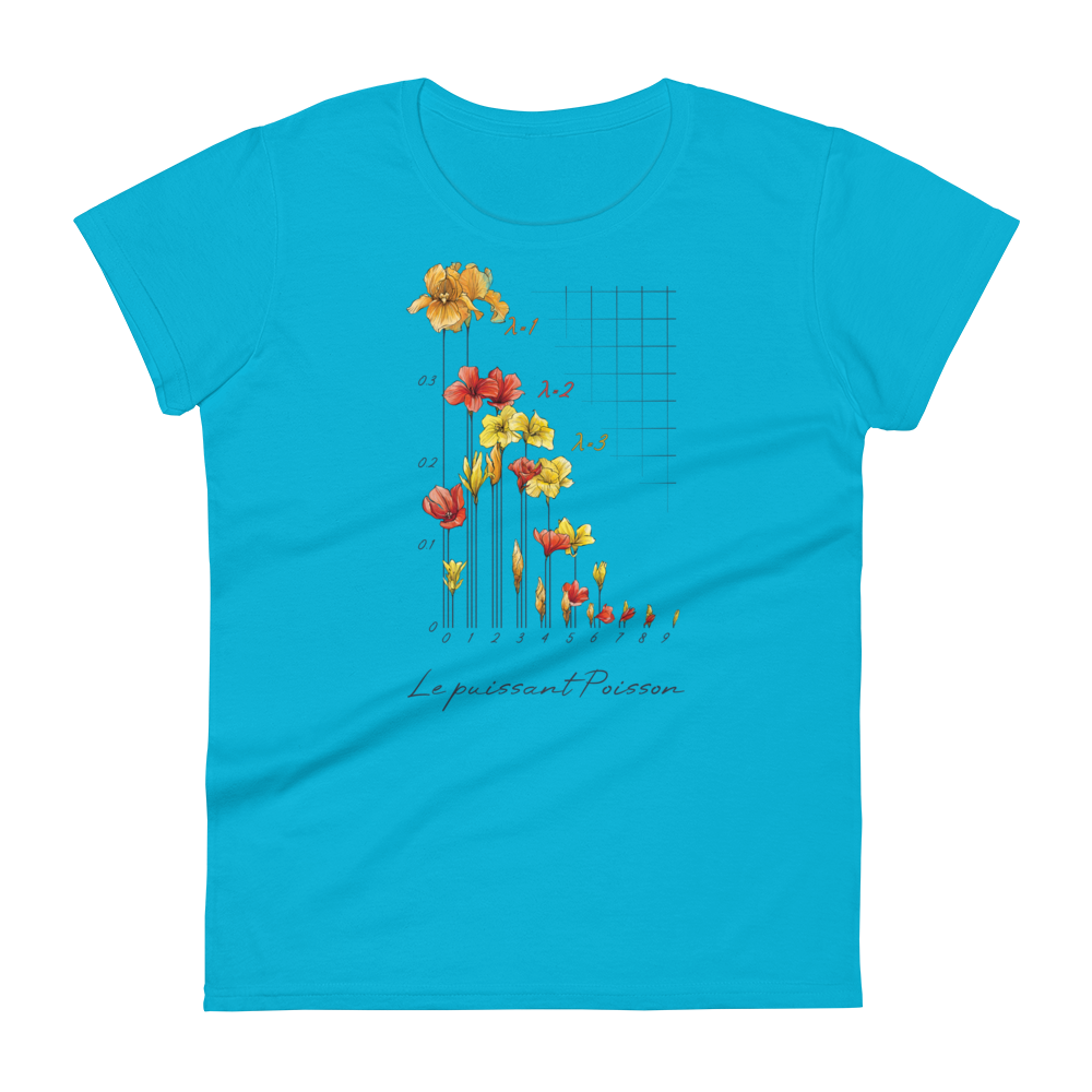 Poisson Distribution Watercolor Flowers Women's Fashion Fit T-shirt