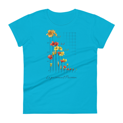 Poisson Distribution Watercolor Flowers Women's Fashion Fit T-shirt