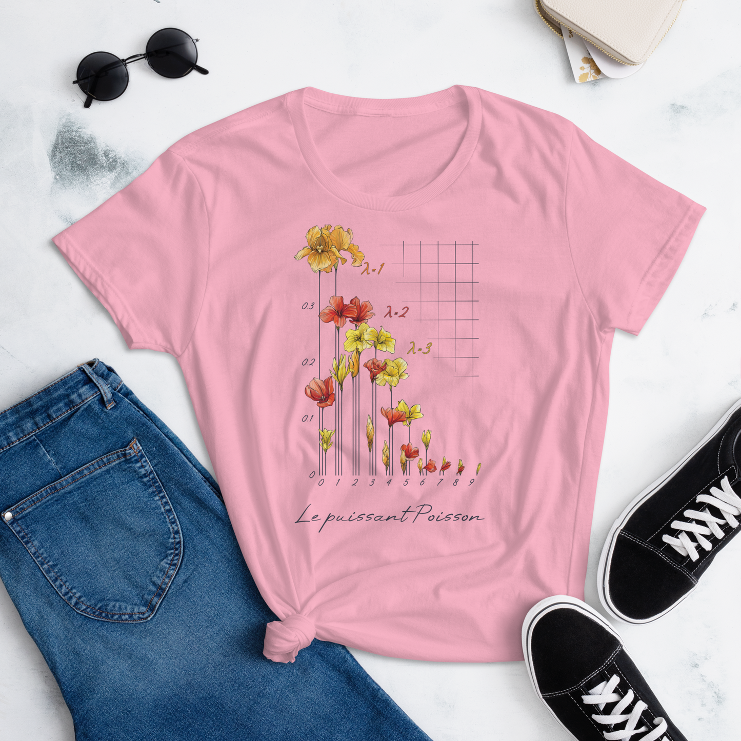 Poisson Distribution T-shirt in charity pink