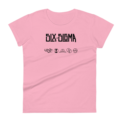 Pink form-fitting women's t-shirt for lean six sigma professionals who love classic rock