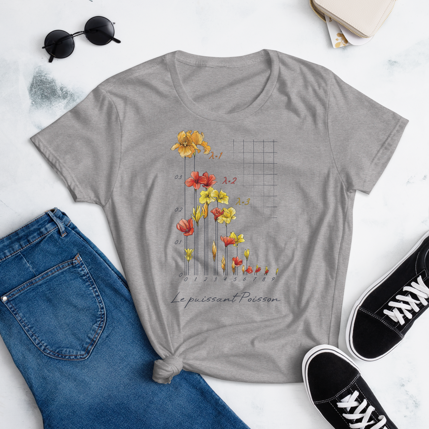 Poisson Distribution T-shirt in heather grey 