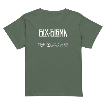 Pine green, high-waisted women's t-shirt for lean six sigma professionals who love classic rock