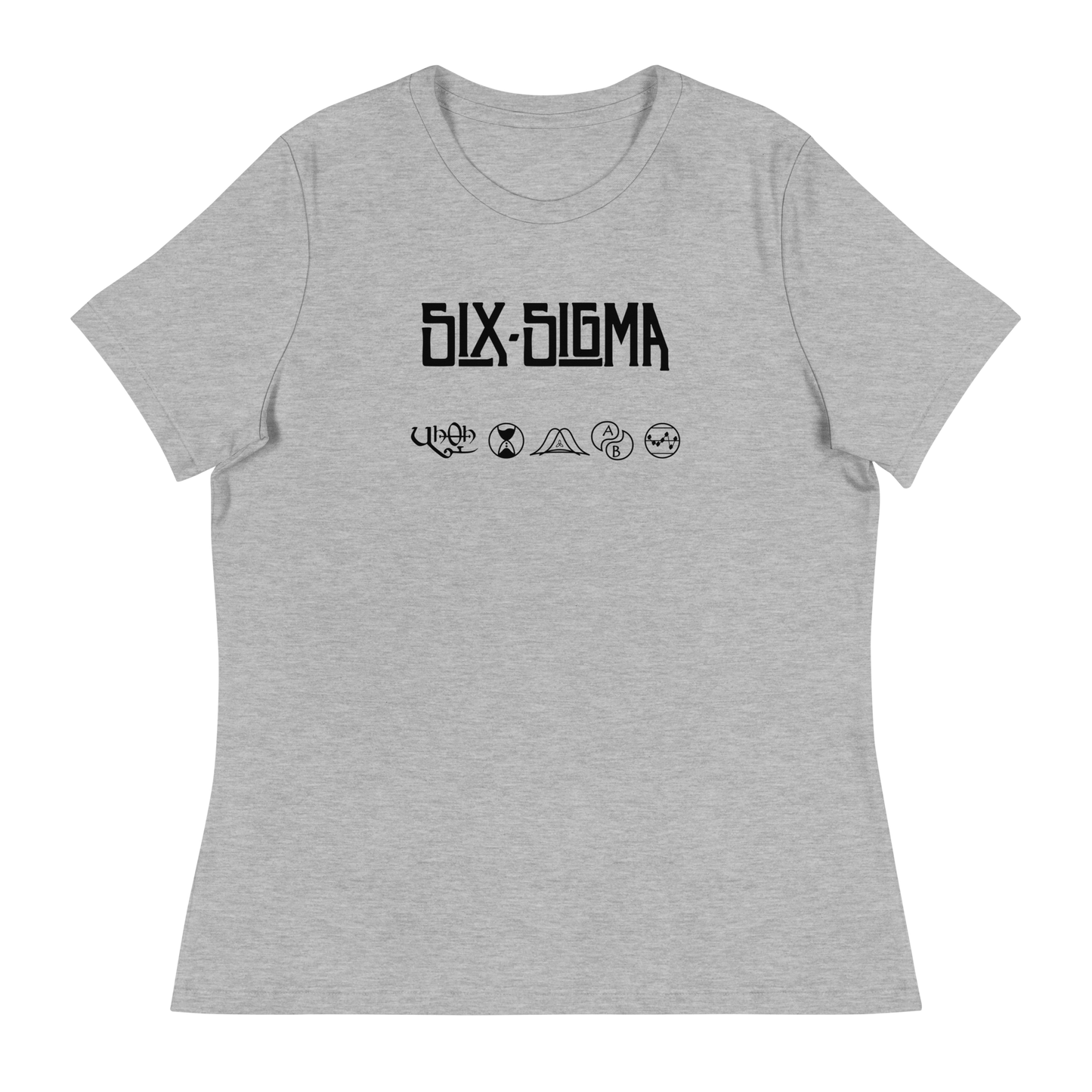 Athletic heather grey, relaxed women's t-shirt for lean six sigma professionals who love classic rock