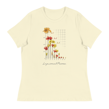 Poisson Distribution Watercolor Flowers Women's Relaxed T-shirt in citron