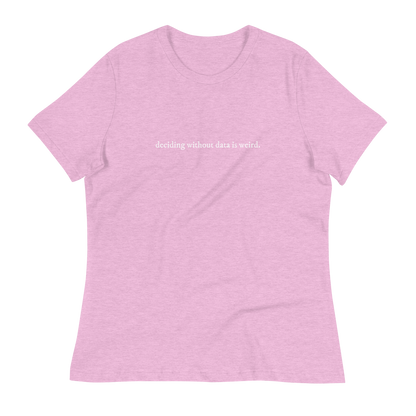 deciding w/o data is weird (lower case) Women's Relaxed T-shirt