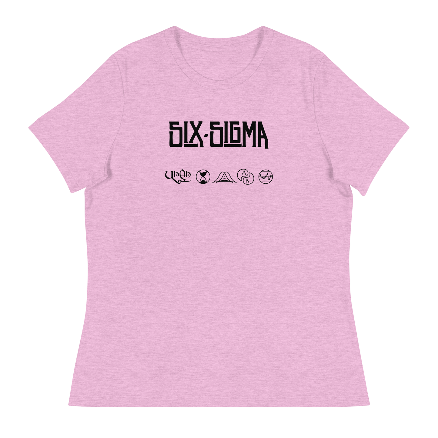 Heather lilac pink, relaxed women's t-shirt for lean six sigma professionals who love classic rock